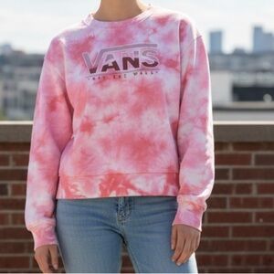 2/$20 Vans Women's Pink Tie-Dye Crew Neck Sweater
